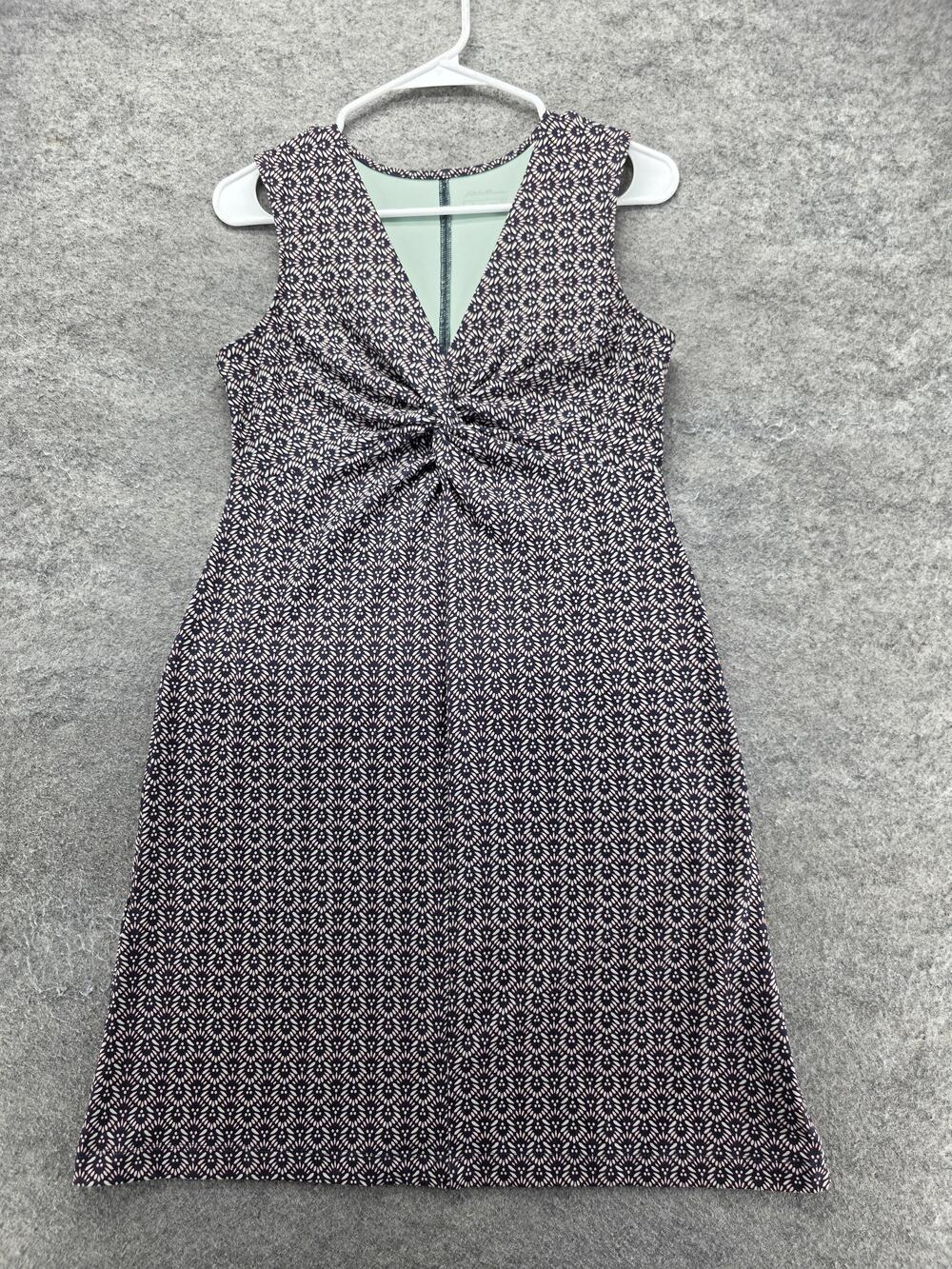 Eddie Bauer Dress Womens XS Blue A-Line Fit & Flare Knee Length V-Neck Lined